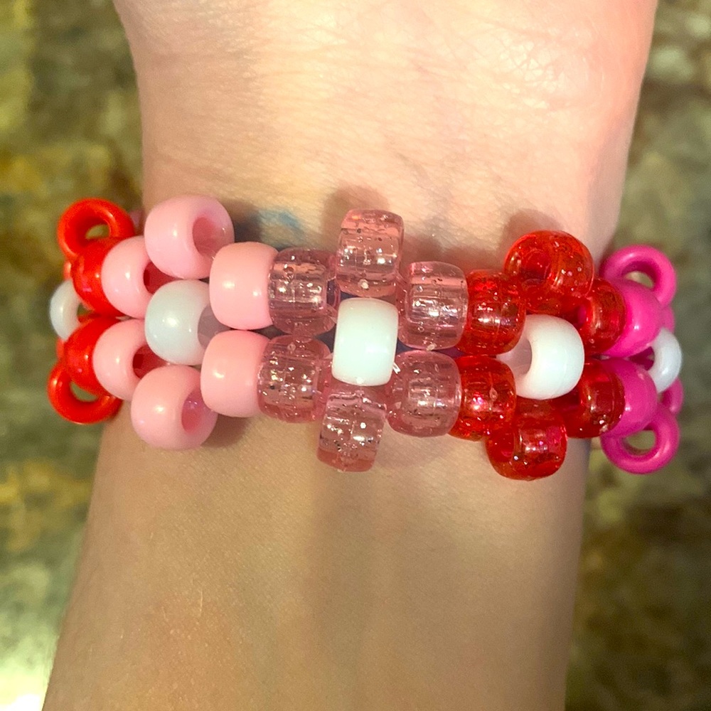 Pink Daisy Chain Kandi Cuff Bracelet